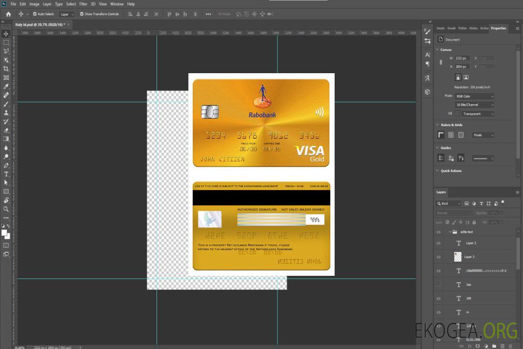 Carte visa or Rabobank Pays-Bas template Carte visa or Rabobank Pays-Bas template